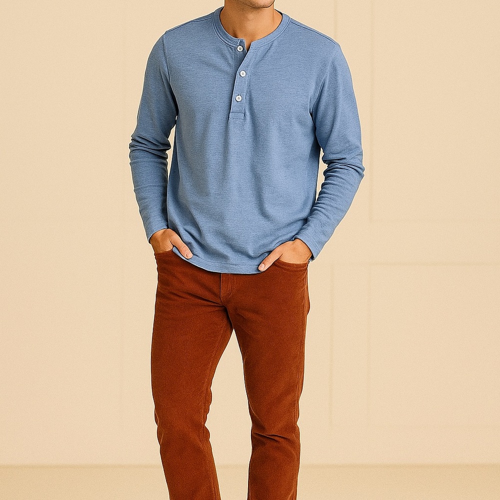 Brooks Brothers Light Blue Long Sleeve Henley